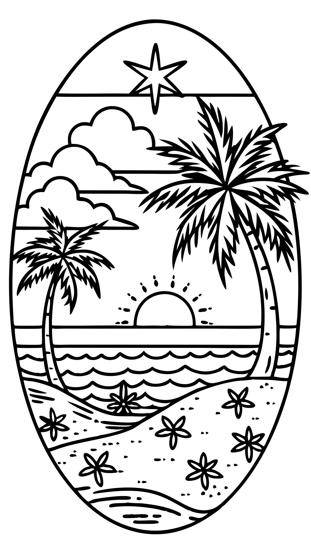 beach sunset coloring pages